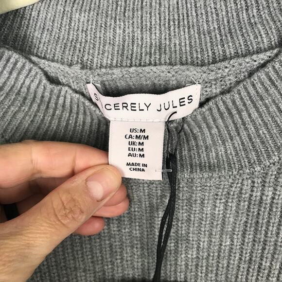 Sincerely Jules Sweater Womens Medium Gray Ribbed Crop Cozy Comfy Lounge Preppy - Picture 5 of 11